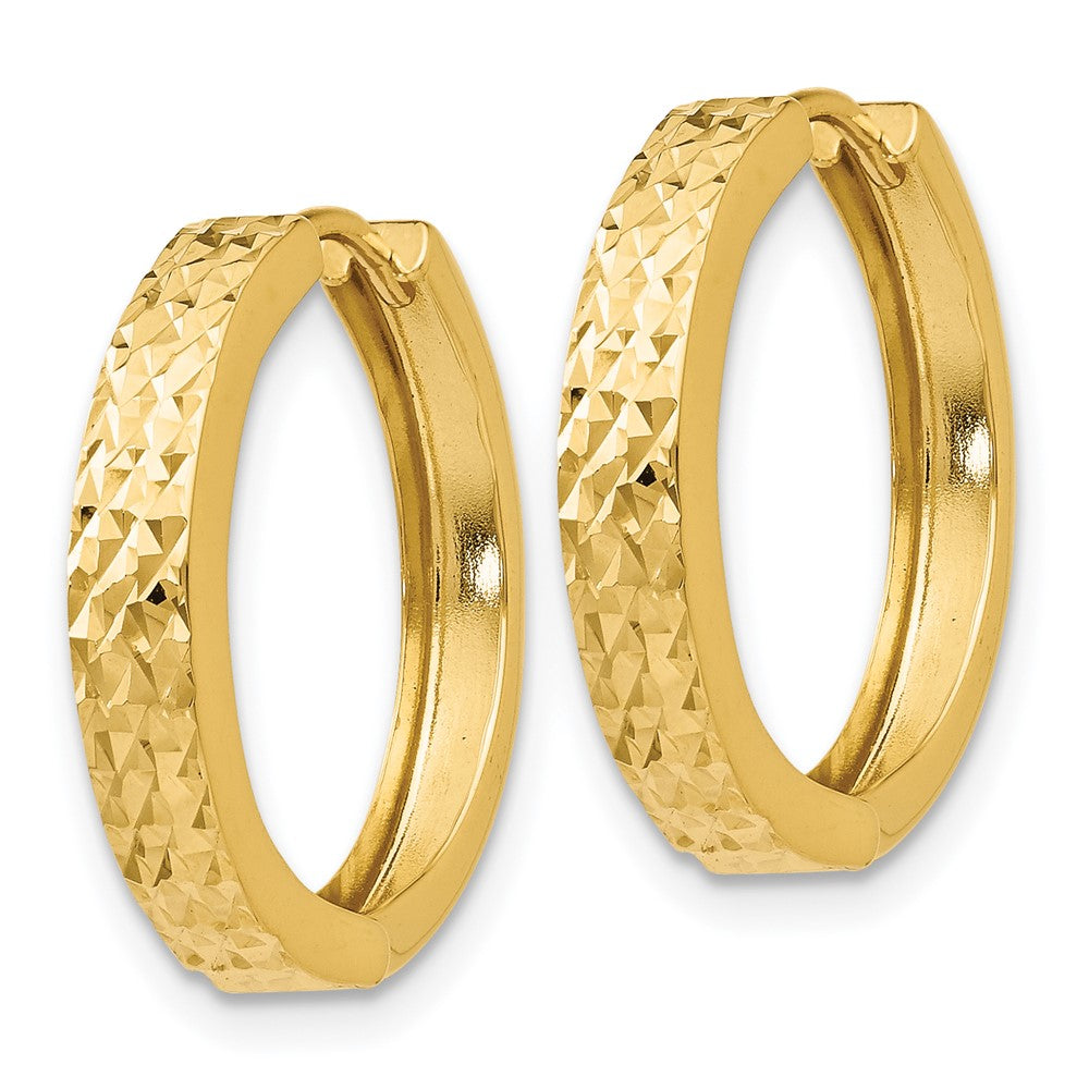 14k Yellow Gold 3.5 mm Diamond-cut Hinged Hoop Earrings (1.74 grams)