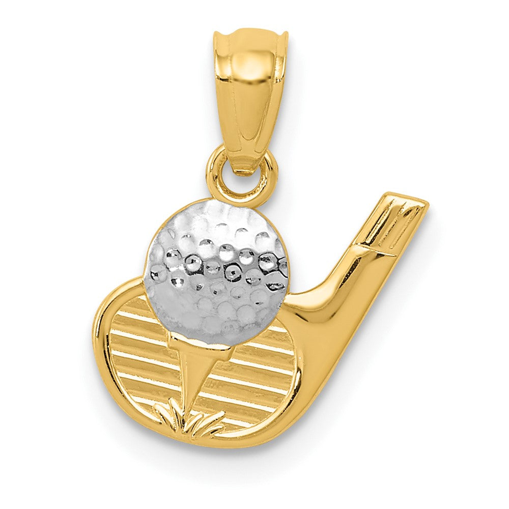 14k Yellow & Rhodium 12 mm Golf Pendant (0.38 grams)