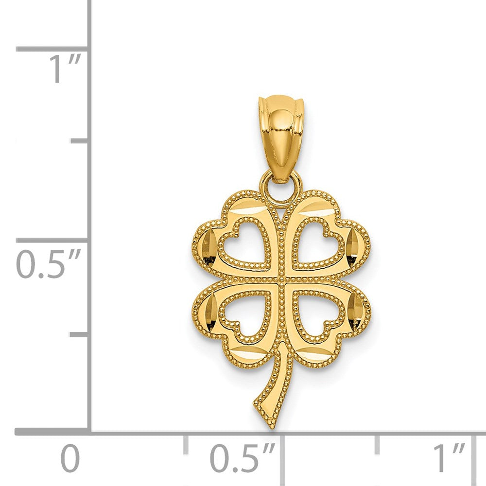 14k Yellow Gold 10 mm Four Leaf Clover Pendant (0.65 grams)