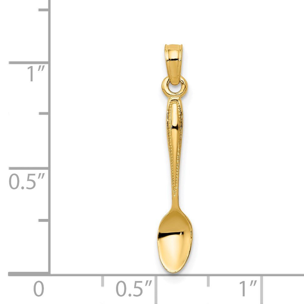 14k Yellow Gold 5 mm 3-D Table Spoon Pendant (0.63 grams)