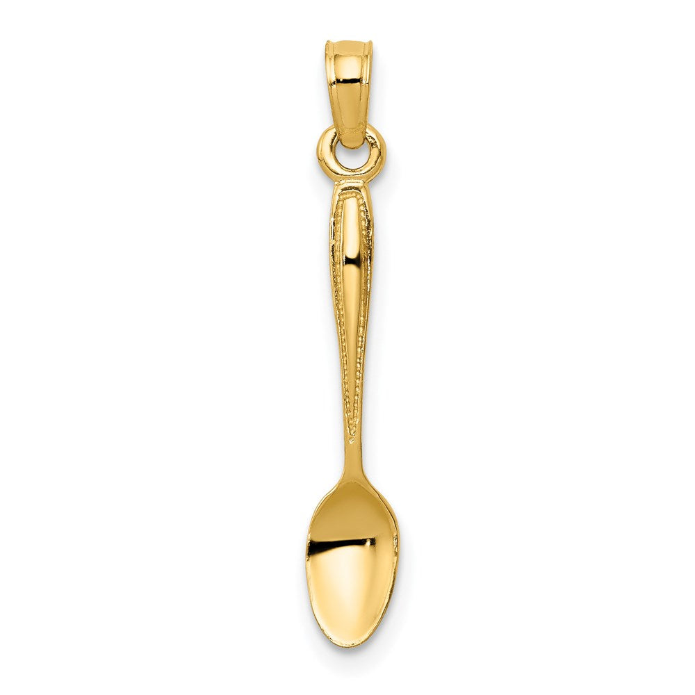 14k Yellow Gold 5 mm 3-D Table Spoon Pendant (0.63 grams)