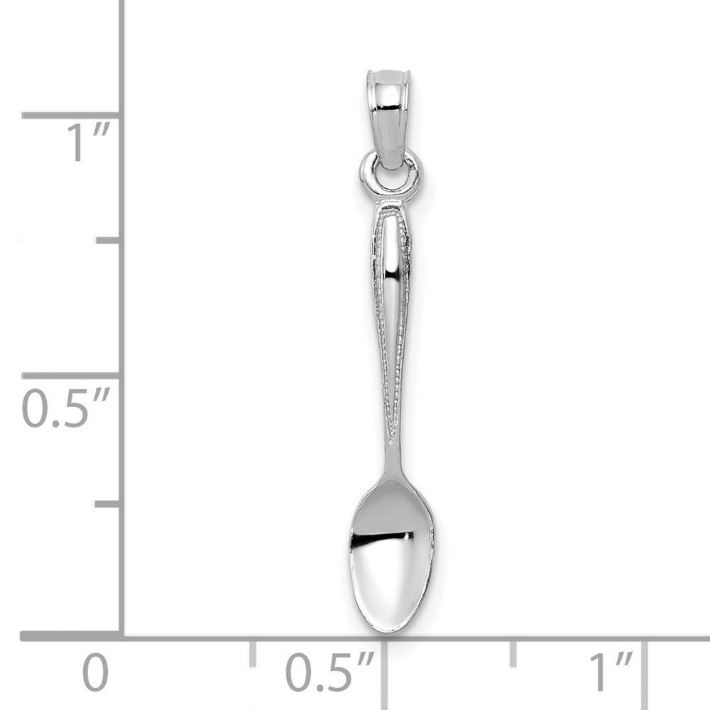 14k White Gold 5 mm 3-D Table Spoon Pendant (0.58 grams)