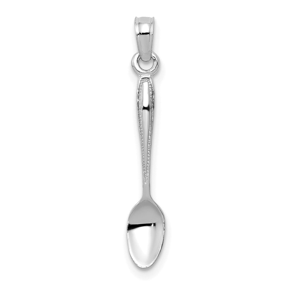 14k White Gold 5 mm 3-D Table Spoon Pendant (0.58 grams)