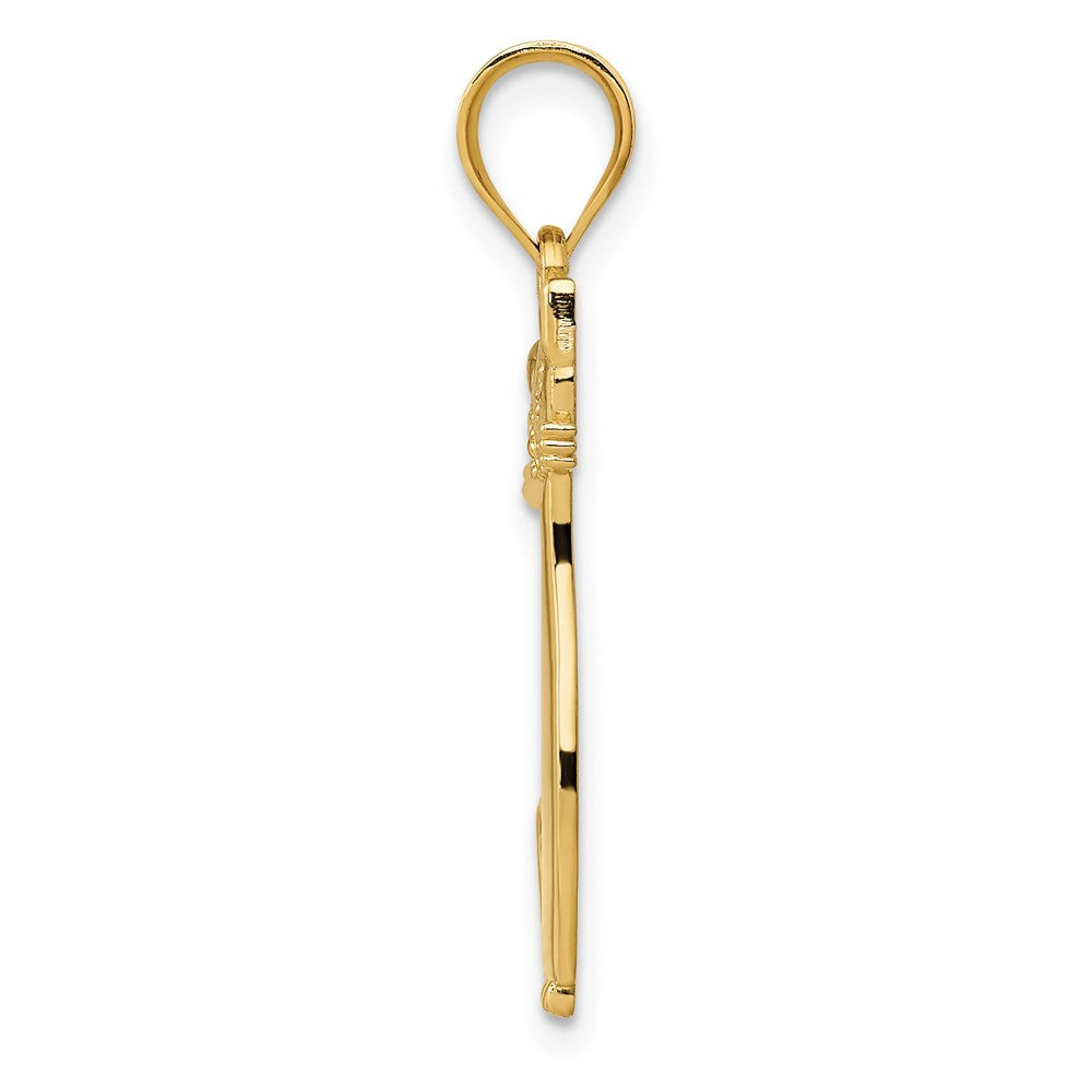 14k Yellow Gold 10 mm Diamond Cat Pendant (0.95 grams)
