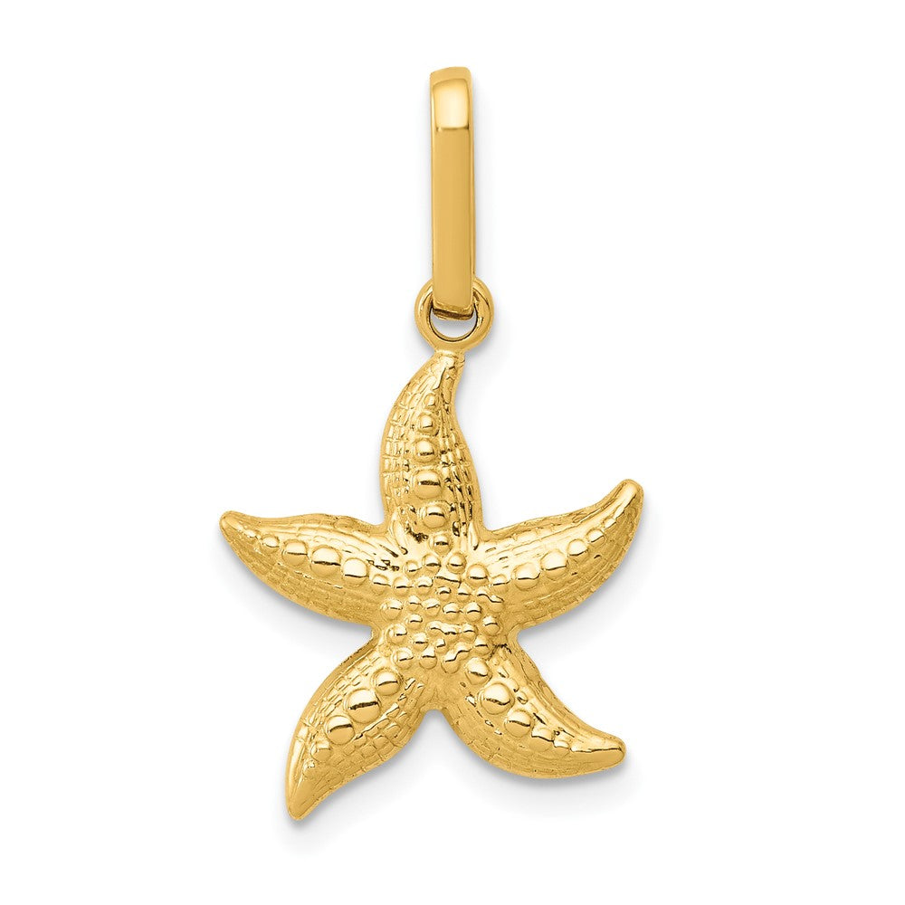 14k Yellow Gold 14 mm Textured Hollow Starfish Pendant (0.57 grams)