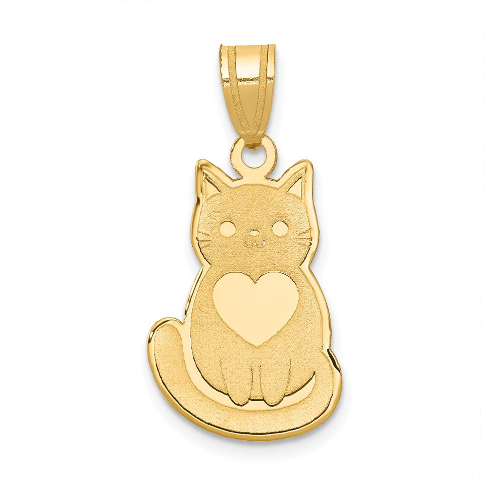14k Laser Cut Cat with Heart Charm (1.06 grams)