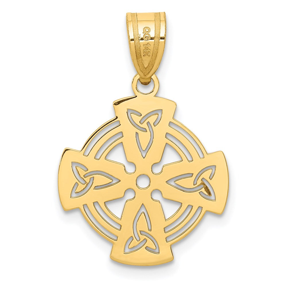 14k Yellow Gold 16 mm Laser Cut Celtic Cross Charm (1.19 grams)