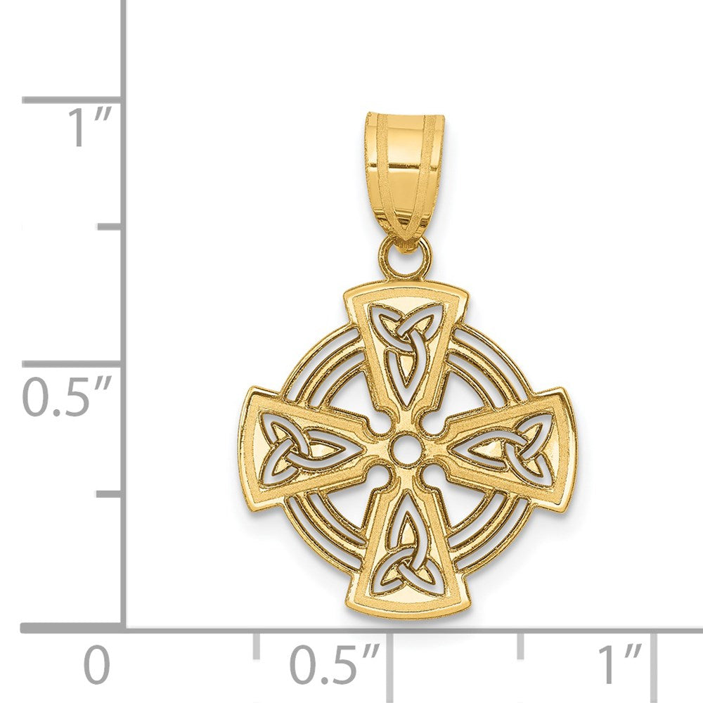 14k Yellow Gold 16 mm Laser Cut Celtic Cross Charm (1.19 grams)