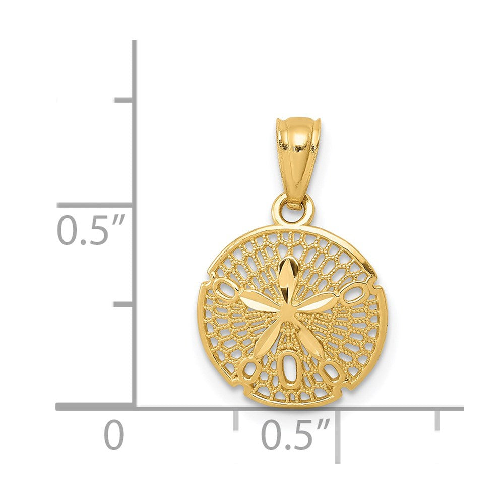 14k Yellow Gold 11 mm Gold Polished Filigree Sand Dollar Pendant (0.52 grams)