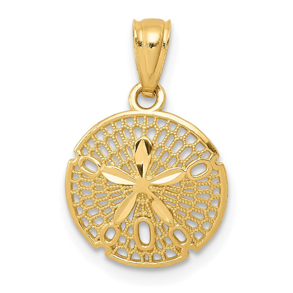 14k Yellow Gold 11 mm Gold Polished Filigree Sand Dollar Pendant (0.52 grams)