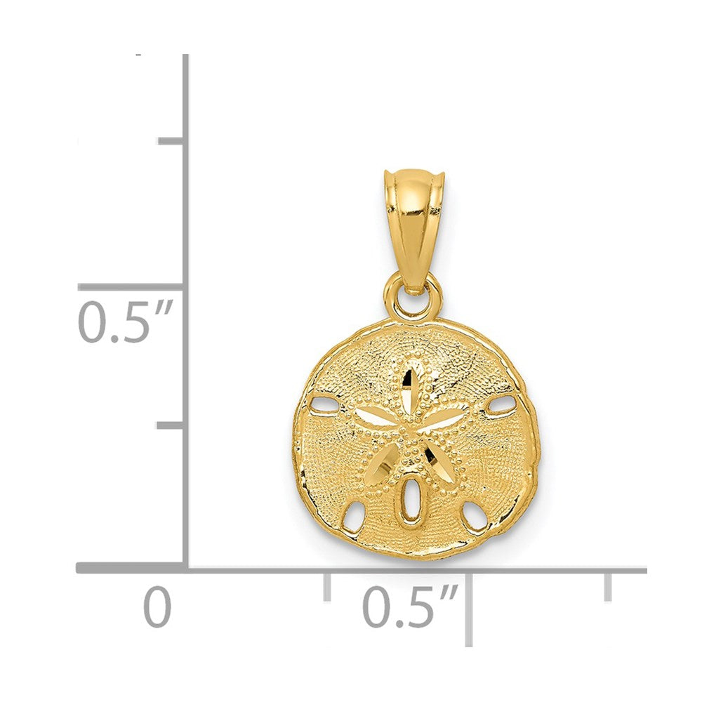 14k Yellow Gold 11 mm Gold Polished and Textured Sand Dollar Pendant (0.62 grams)