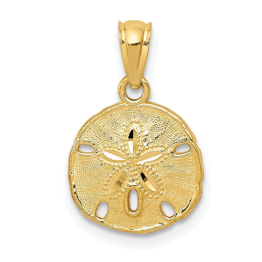 14k Yellow Gold 11 mm Gold Polished and Textured Sand Dollar Pendant (0.62 grams)