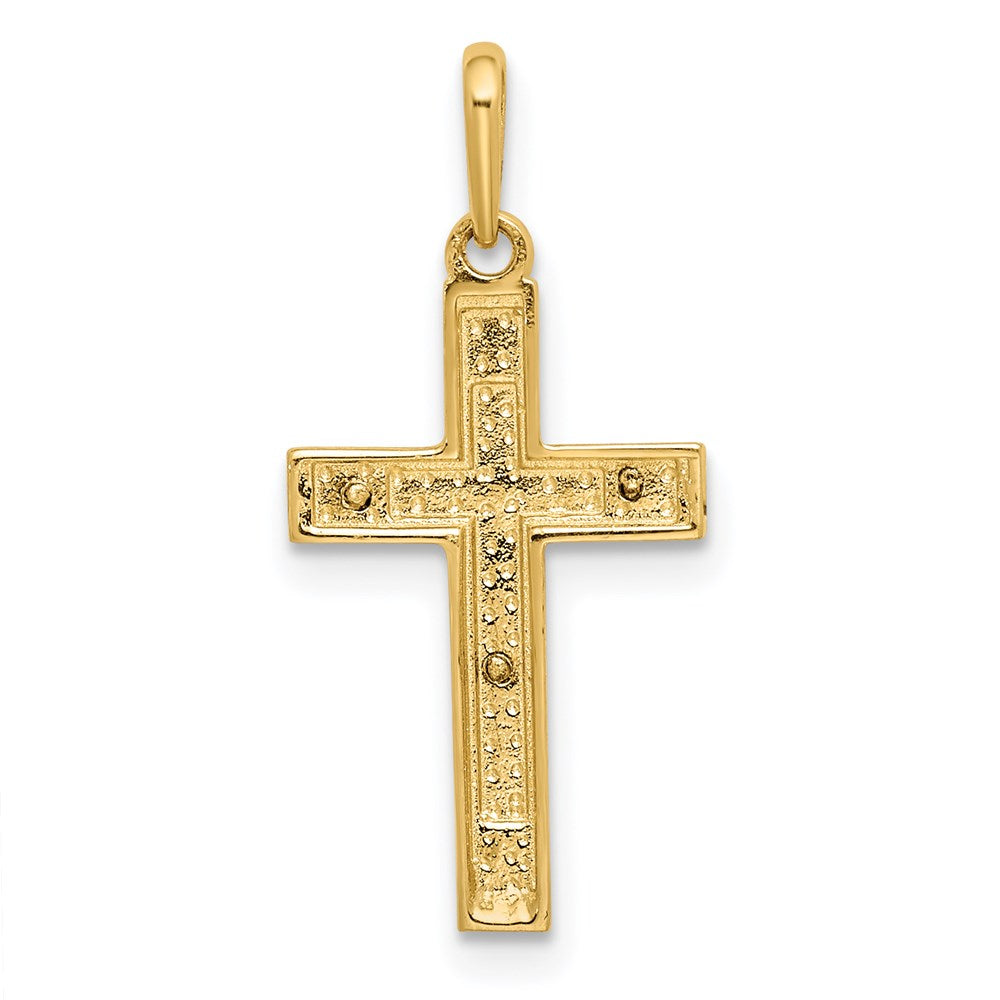 14k Two-tone 10 mm Two-tone Crucifix Pendant (0.67 grams)