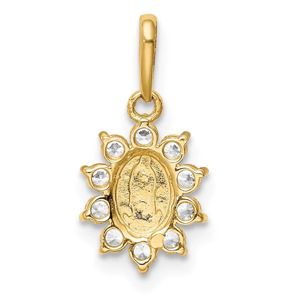 14k Yellow Gold 8 mm Our Lady of Guadalupe CZ Pendant (0.46 grams)