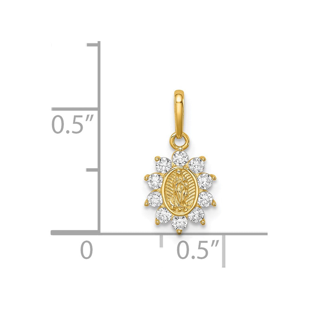 14k Yellow Gold 8 mm Our Lady of Guadalupe CZ Pendant (0.46 grams)