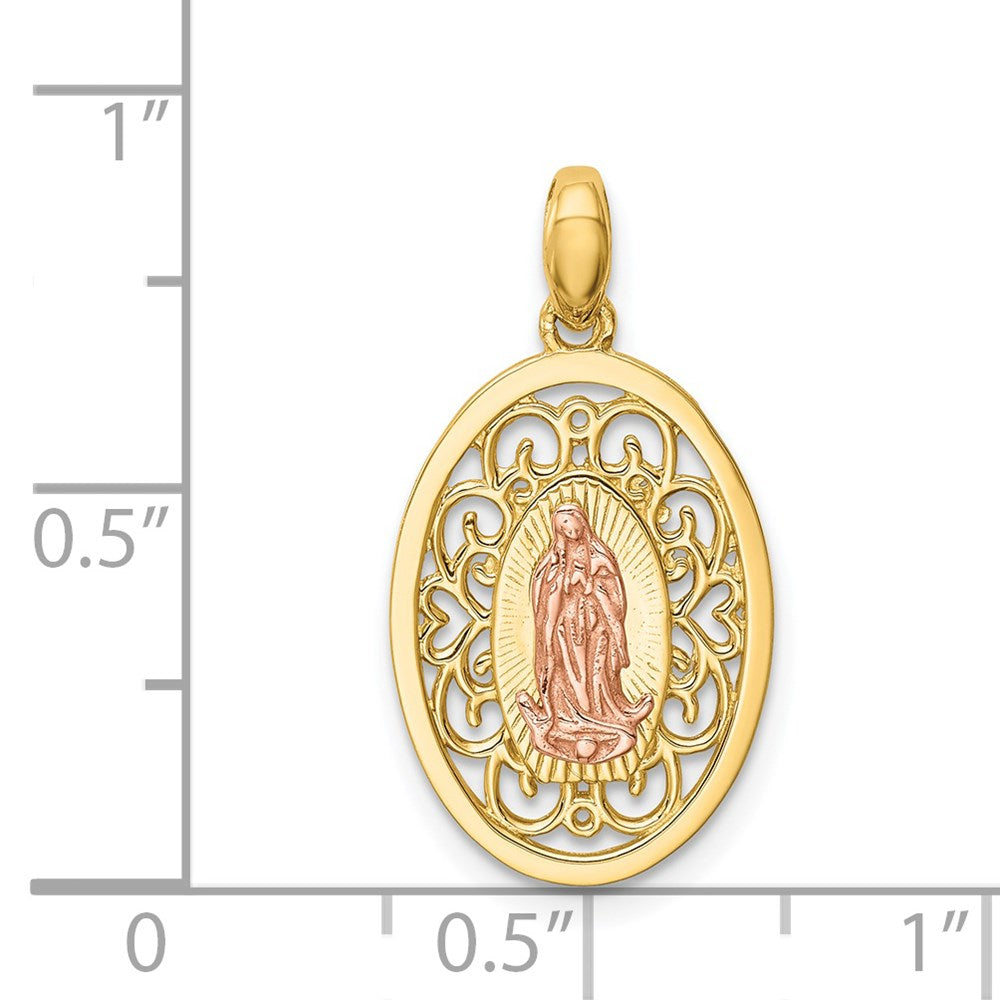 14k Two-tone 12.7 mm Two-tone Our Lady of Guadalupe Pendant (1.1 grams)