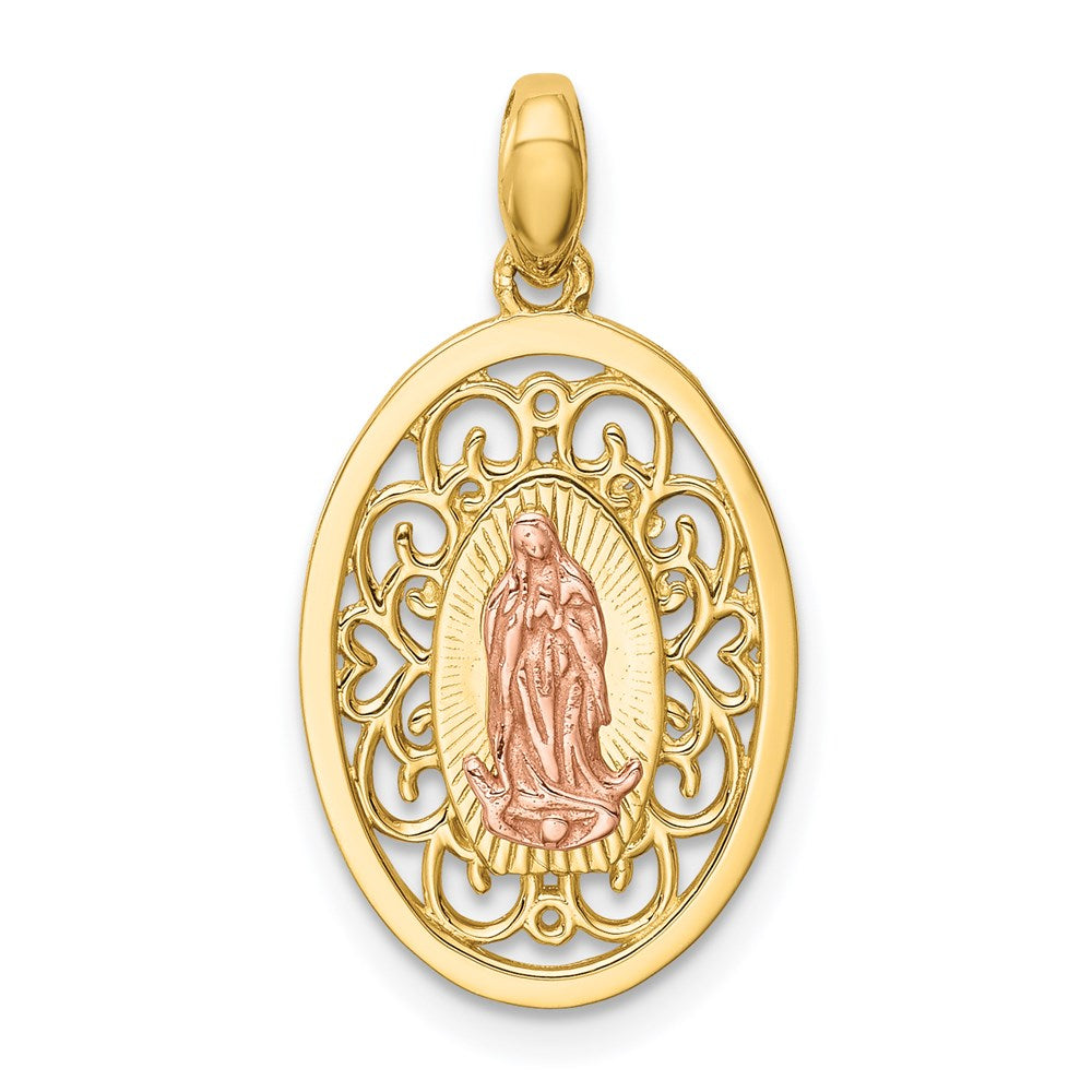 14k Two-tone 12.7 mm Two-tone Our Lady of Guadalupe Pendant (1.1 grams)