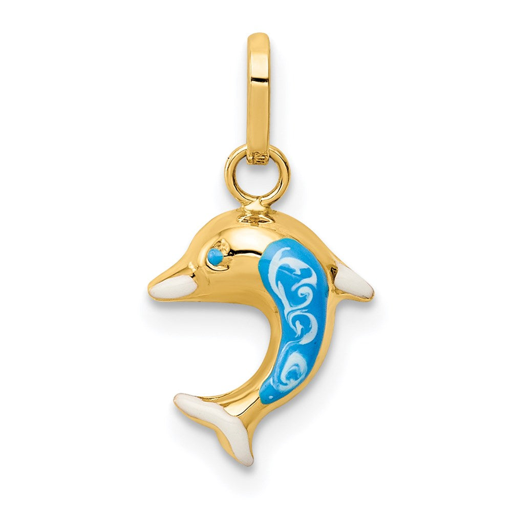 14k Enameled Dophin Charm (0.3 grams)