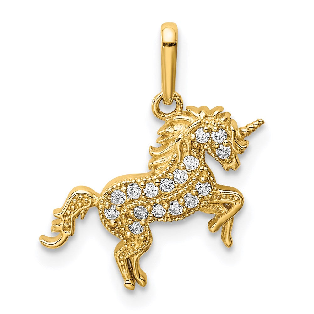 14K Rearing Unicorn CZ Pendant (0.78 grams)
