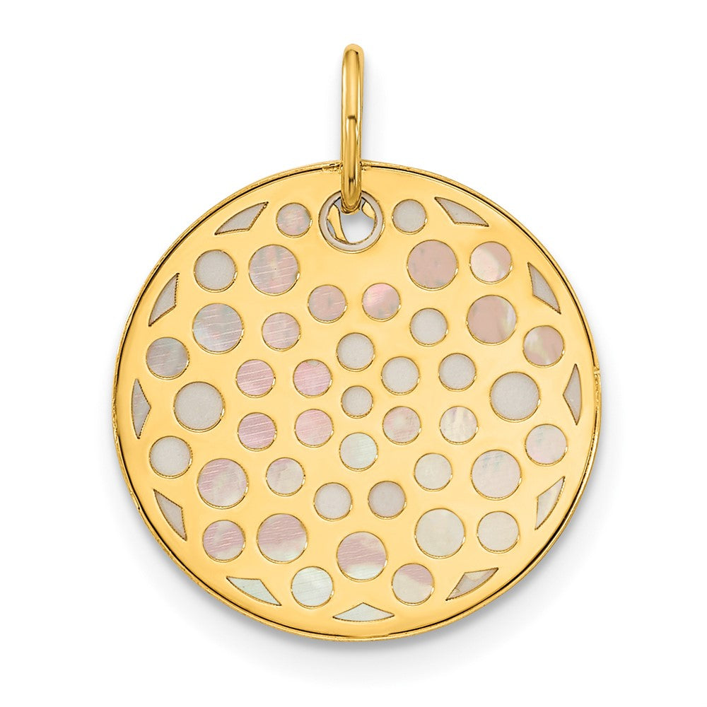 14k Yellow Gold 17 mm Polished Mother of Pearl Earth Pendant (0.96 grams)