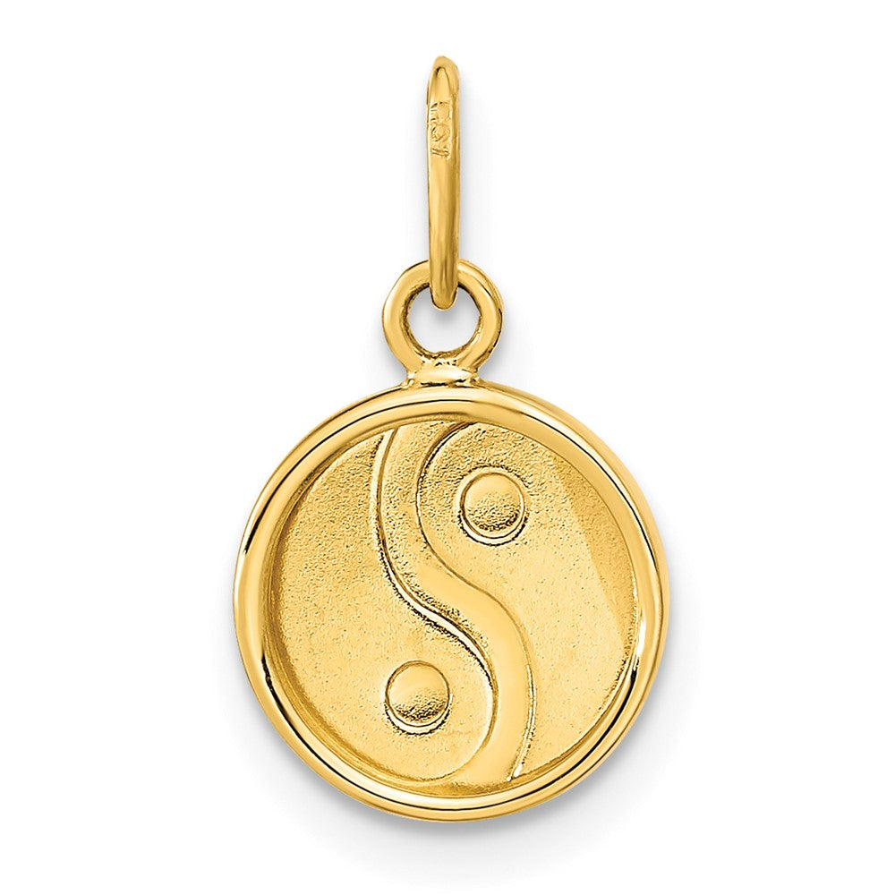 14k Yellow Gold 10 mm Polished Black/White Enamel Yin and Yang Pendant (0.46 grams)