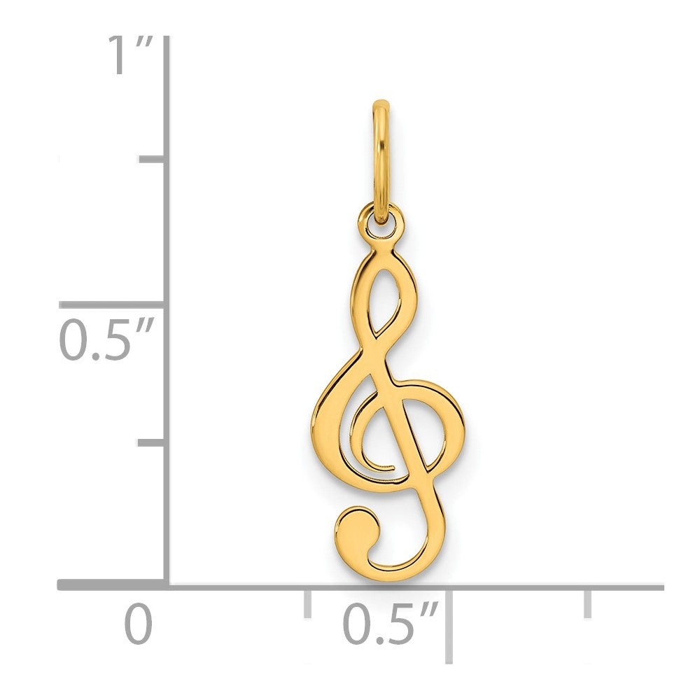 14k Yellow Gold 7 mm Polished Treble Clef Pendant (0.42 grams)