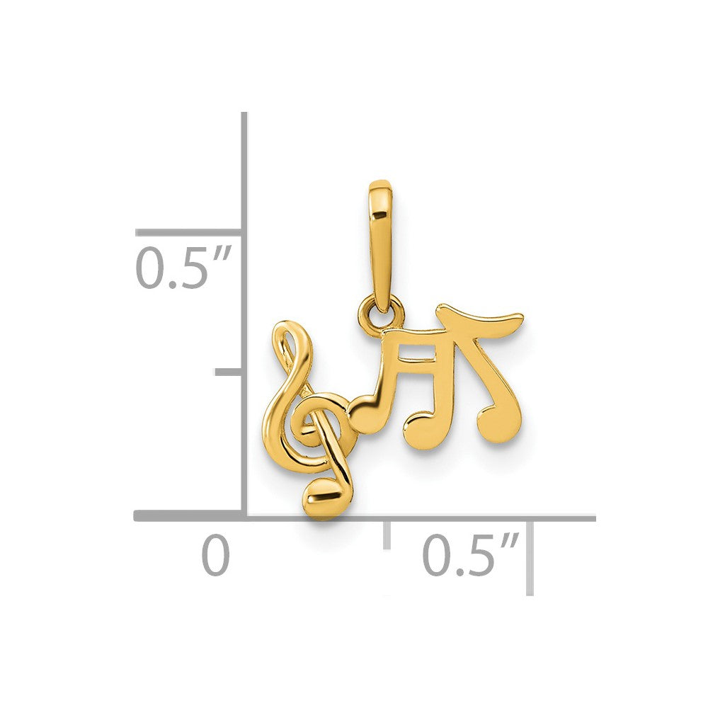 14k Yellow Gold 13.25 mm Polished Music Notes Pendant (0.36 grams)