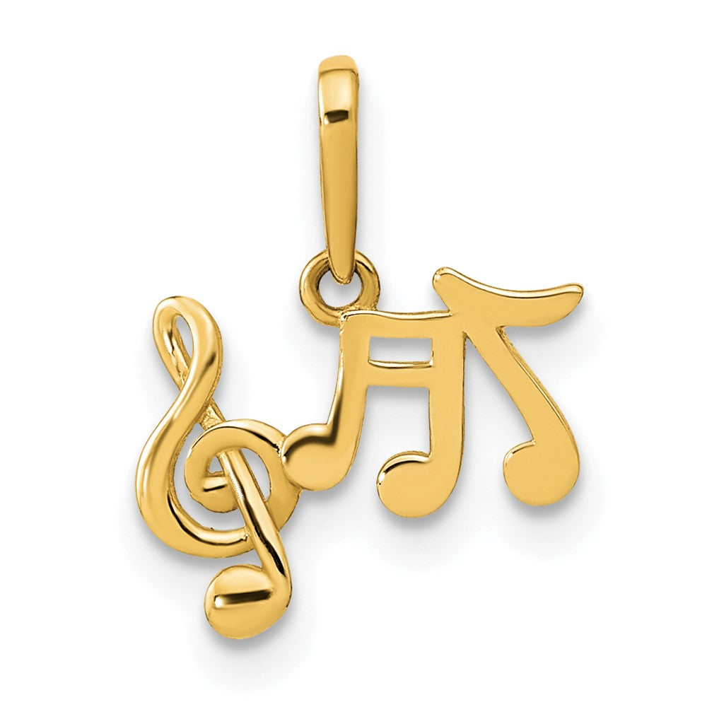 14k Yellow Gold 13.25 mm Polished Music Notes Pendant (0.36 grams)