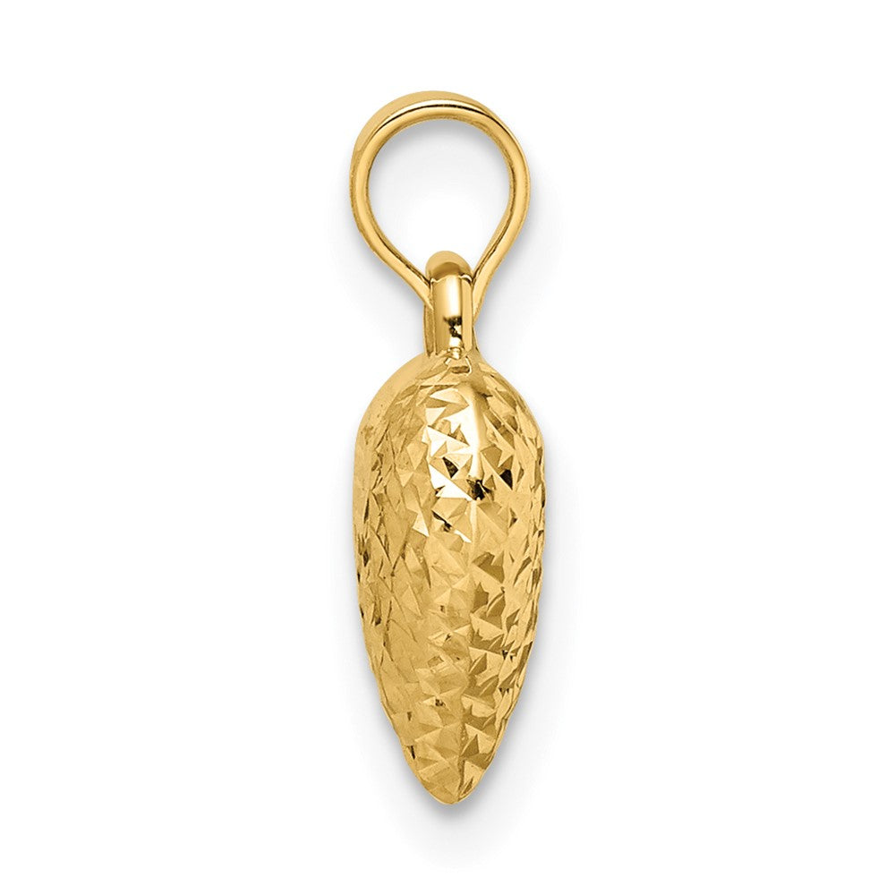 14k Polished Diamond-cut Medium Puffed Heart Pendant (0.49 grams)