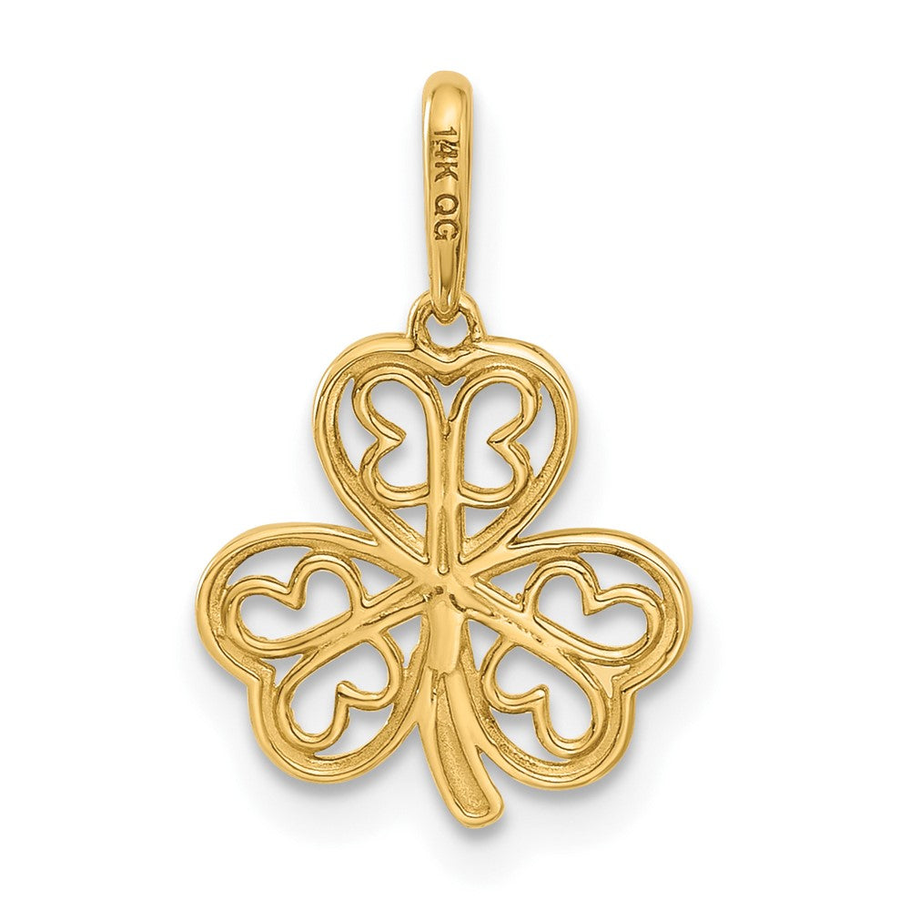 14k Yellow Gold 12 mm Polished Three Leaf Clover Pendant (0.53 grams)