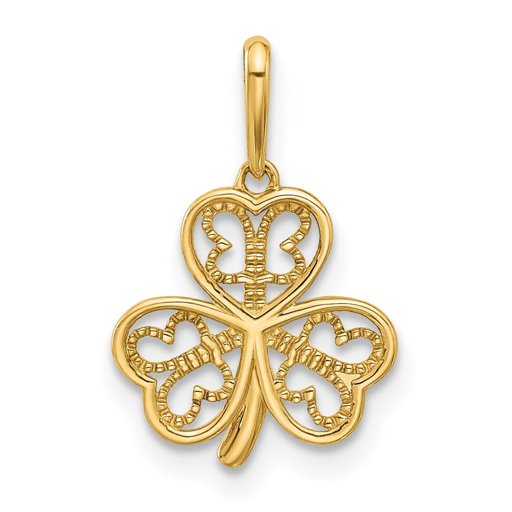 14k Yellow Gold 12 mm Polished Three Leaf Clover Pendant (0.53 grams)