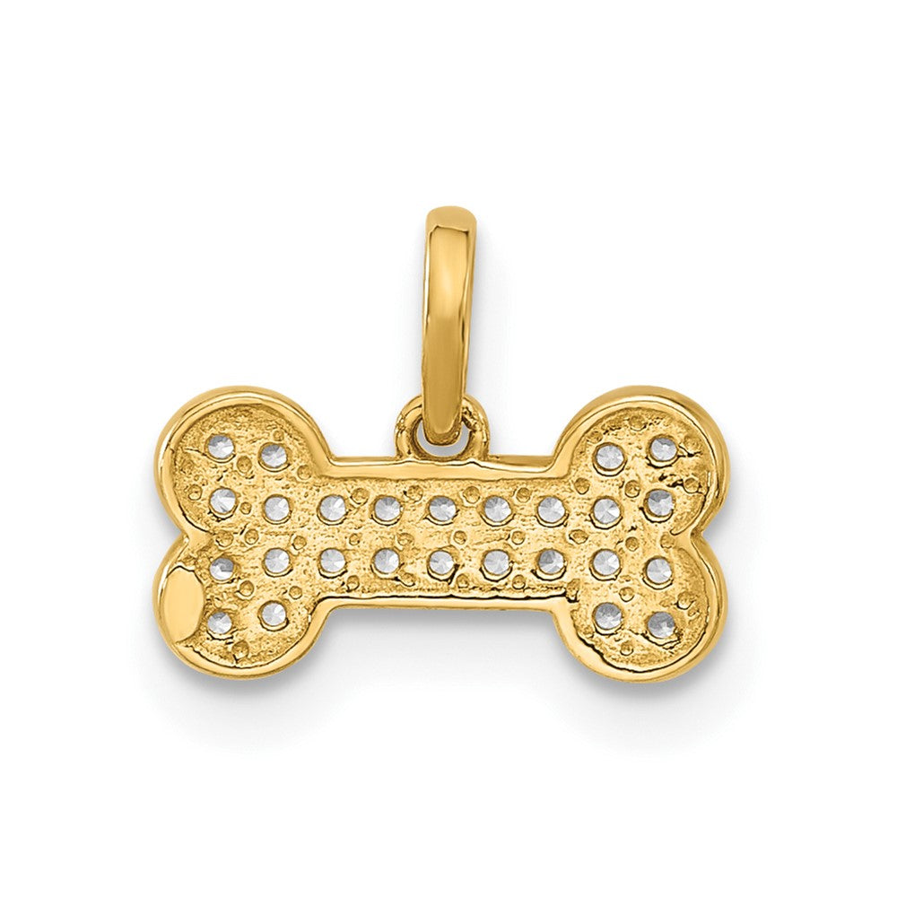 14k Yellow Gold 11.6 mm Polished CZ Dog Bone Pendant (0.38 grams)