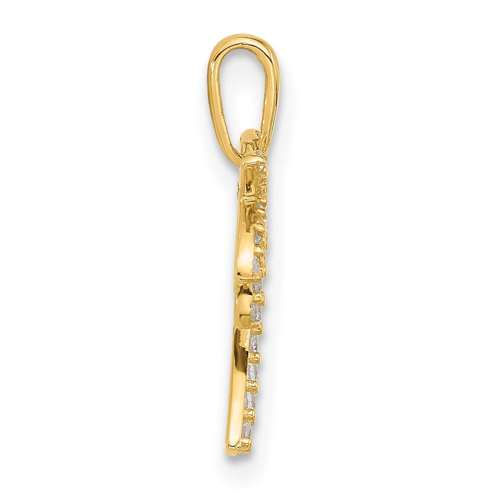 14k Yellow Gold 9.7 mm Polished CZ Palm Tree Pendant (0.38 grams)