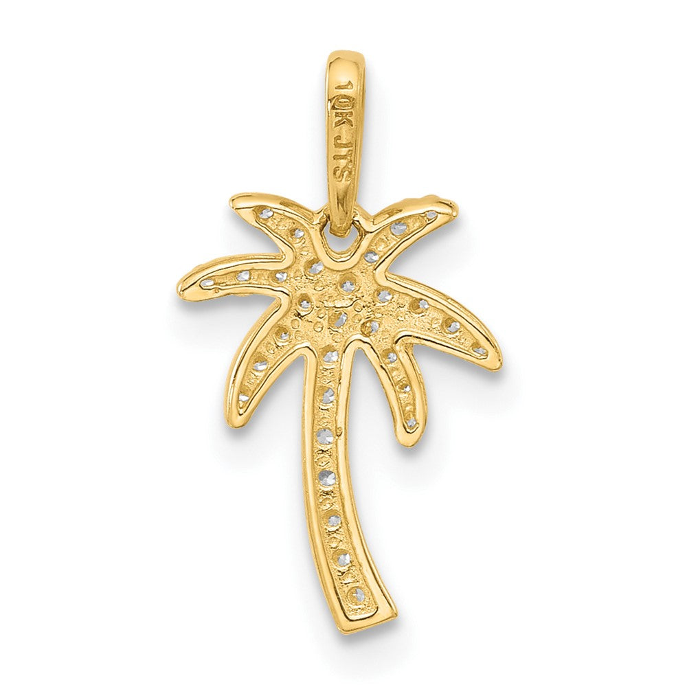 14k Yellow Gold 9.7 mm Polished CZ Palm Tree Pendant (0.38 grams)