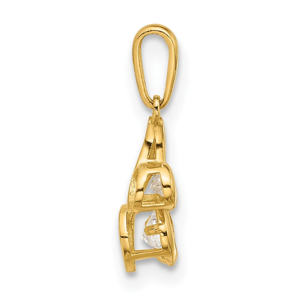 14k Yellow Gold 7.7 mm Polished CZ Music Note Pendant (0.34 grams)