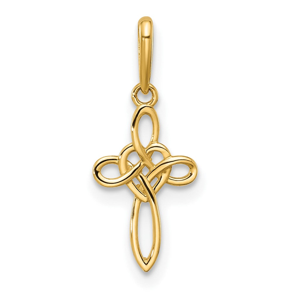 14k Polished Heart Celtic Cross Pendant (0.33 grams)