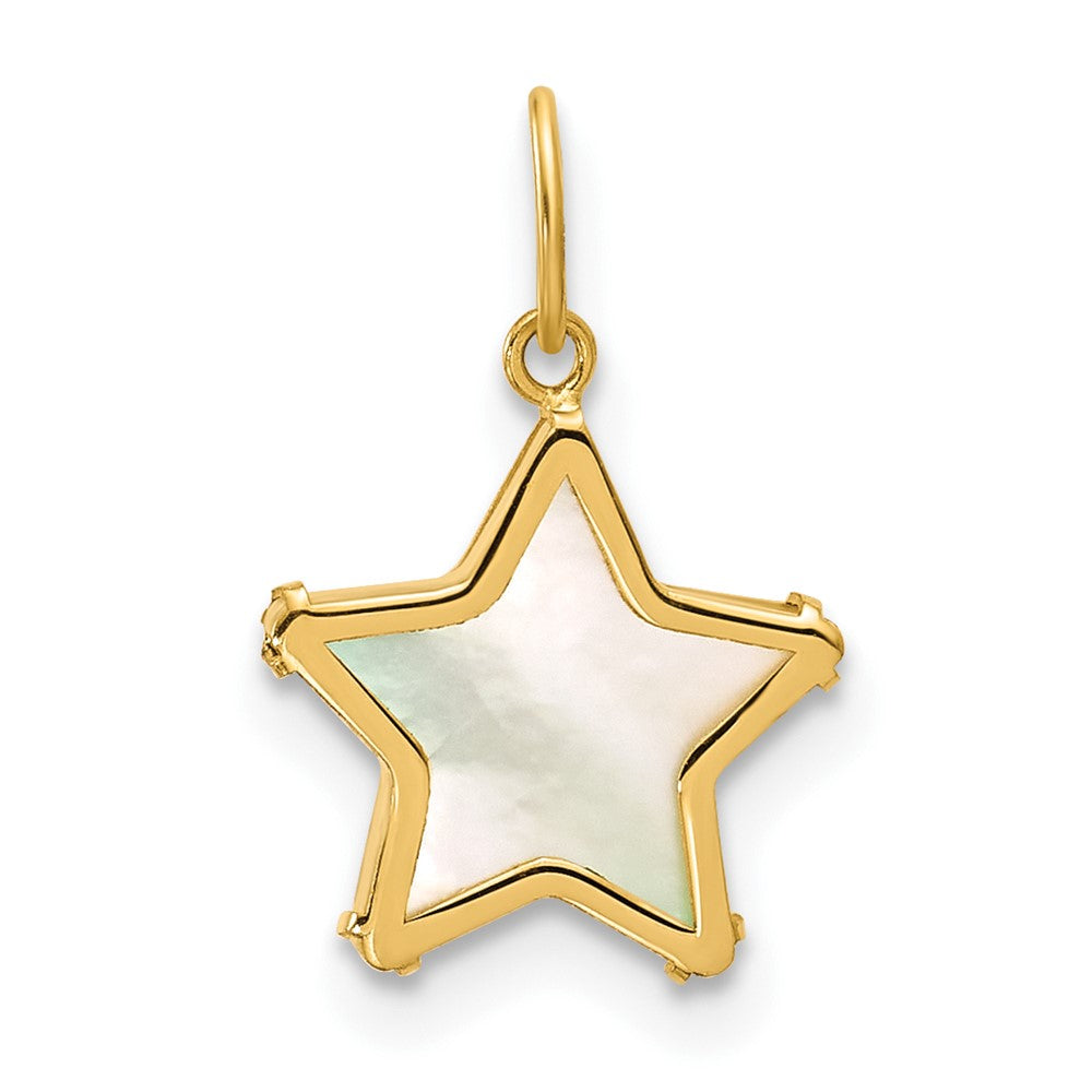 14K Polished Mother of Pearl Star Pendant (0.3 grams)