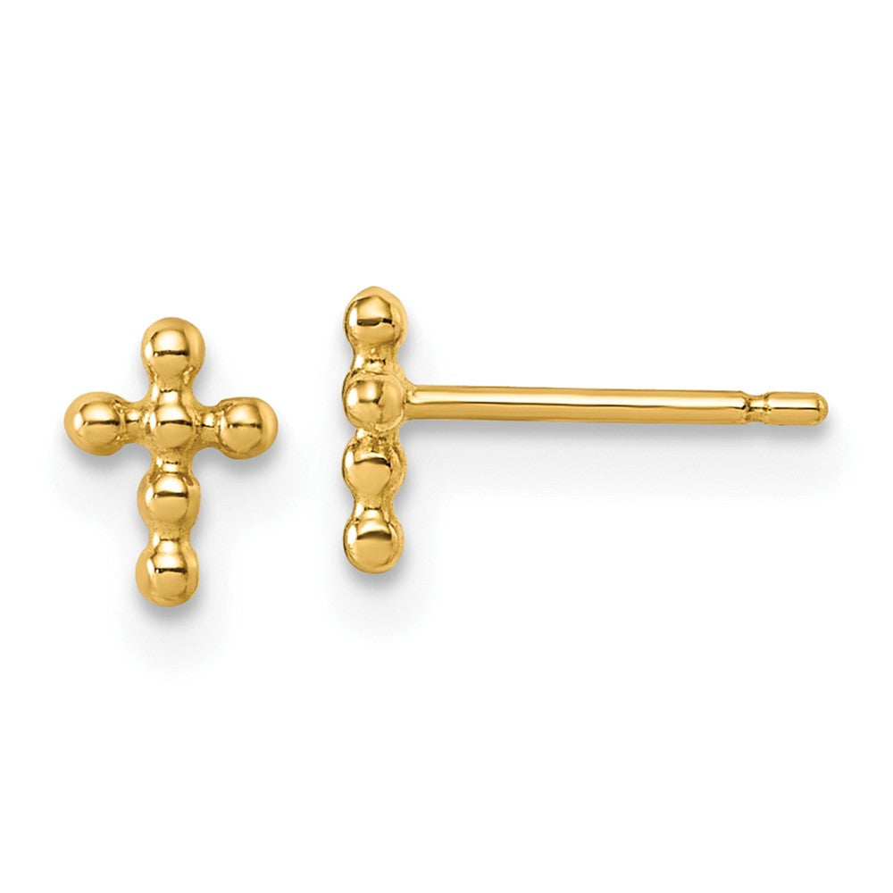 14K Polished Cross Post Earrings (0.37 grams)
