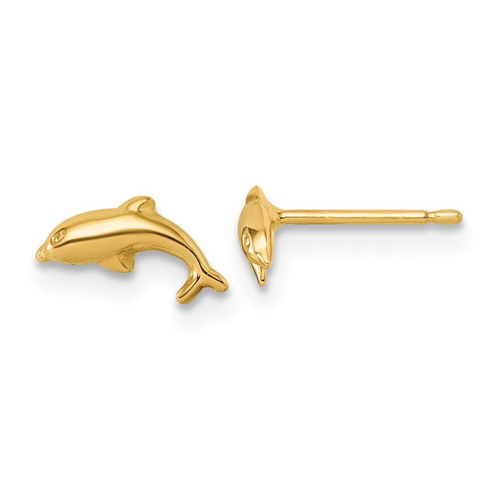 14K Polished Dolphin Post Earrings (0.43 grams)
