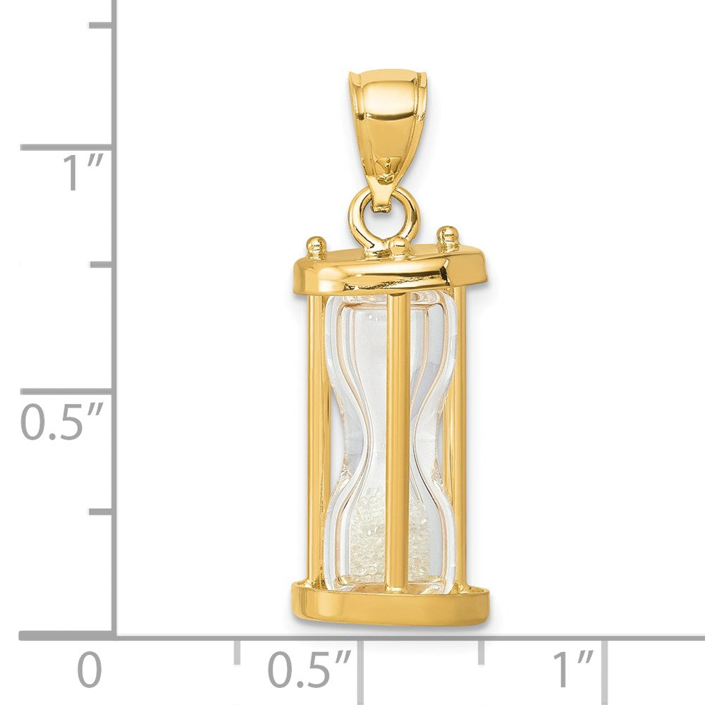 14k Yellow Gold 9.4 mm Polished 3-D Plastic Hourglass w/ Beads Charm (2.07 grams)