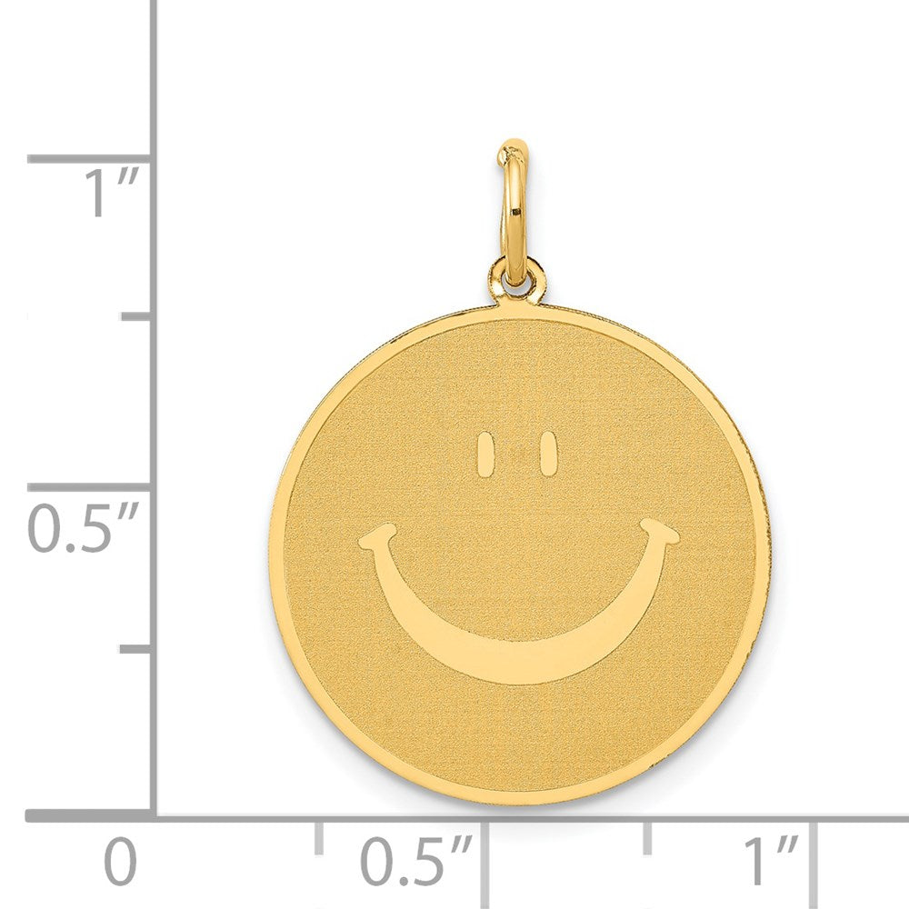 14k Yellow Gold 20 mm Solid Polished Smiley Face Pendant (1.04 grams)