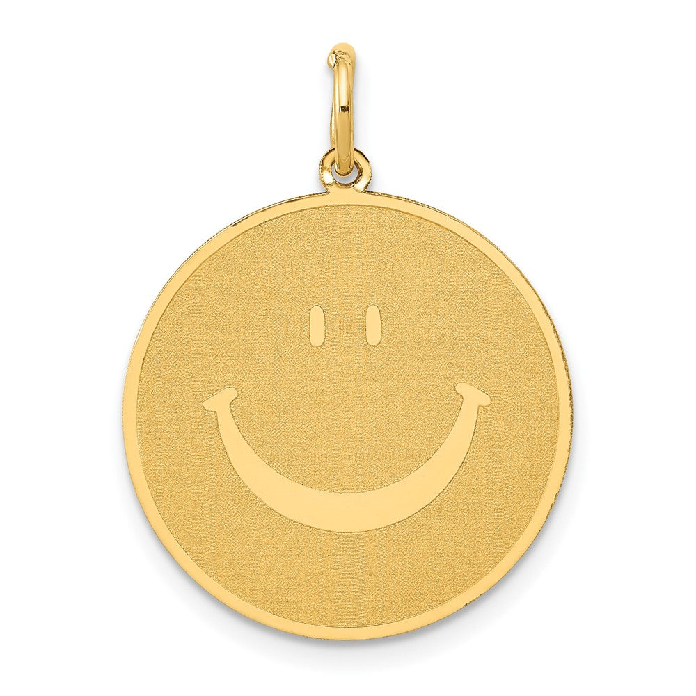 14k Yellow Gold 20 mm Solid Polished Smiley Face Pendant (1.04 grams)