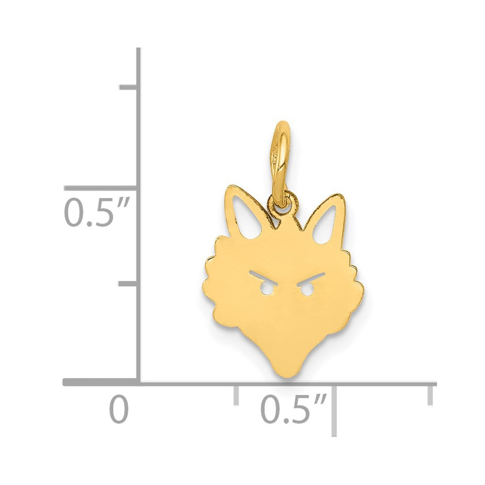 14k Yellow Gold 11 mm Fox Head Charm (0.42 grams)