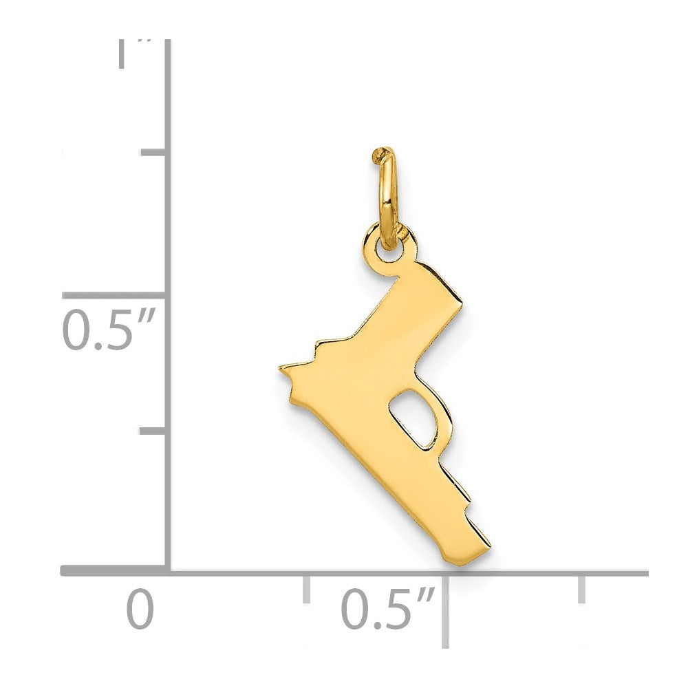 14k Yellow Gold 9 mm Pistol Charm (0.32 grams)