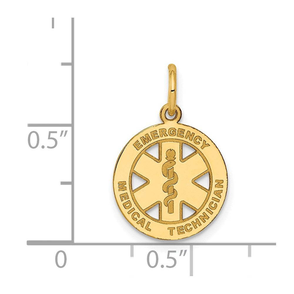 14k Yellow Gold 12.5 mm Small EMT Medical Charm (0.57 grams)