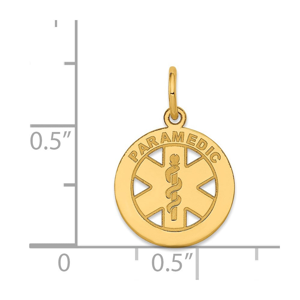 14k Yellow Gold 13 mm Small PARAMEDIC Medical Charm (0.58 grams)