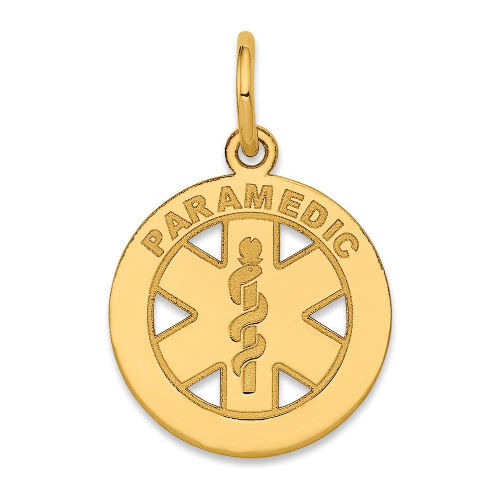 14k Yellow Gold 13 mm Small PARAMEDIC Medical Charm (0.58 grams)