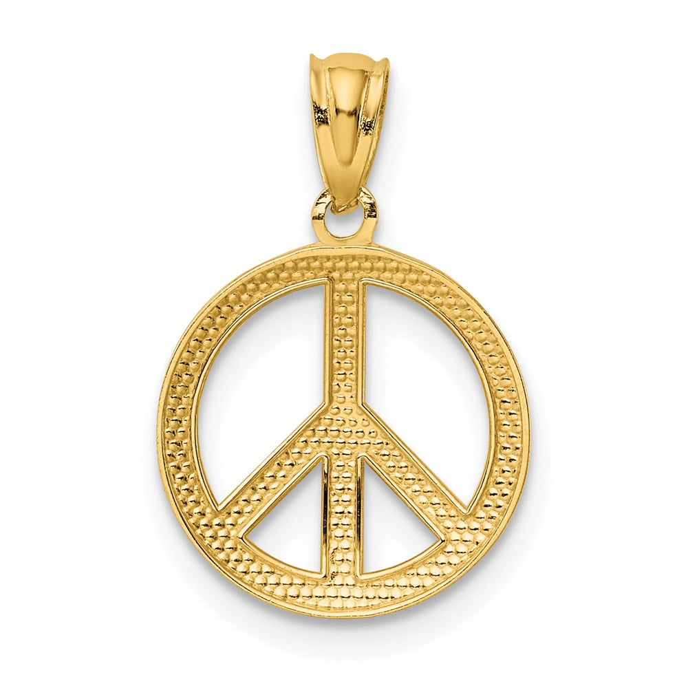 14k Yellow Gold 12 mm Polished Peace Sign Circle Pendant (0.53 grams)