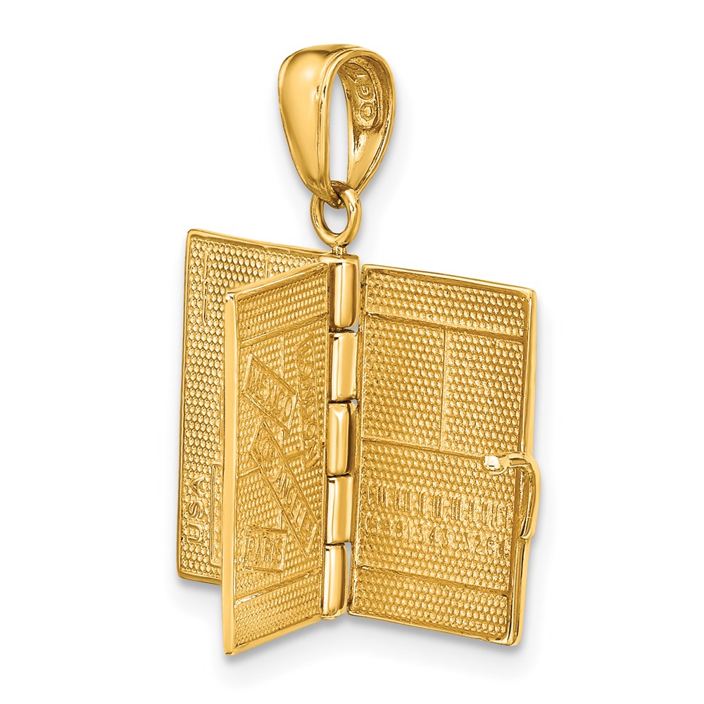 14k Yellow Gold 18 mm Enamel 3-D Passport Opens Pendant (3.9 grams)