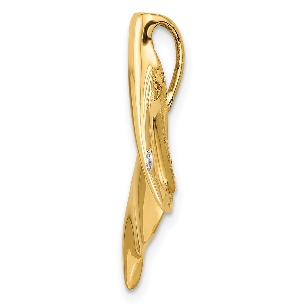 14k Yellow Gold 23 mm Diamond Whale Tail Slide (2.38 grams)